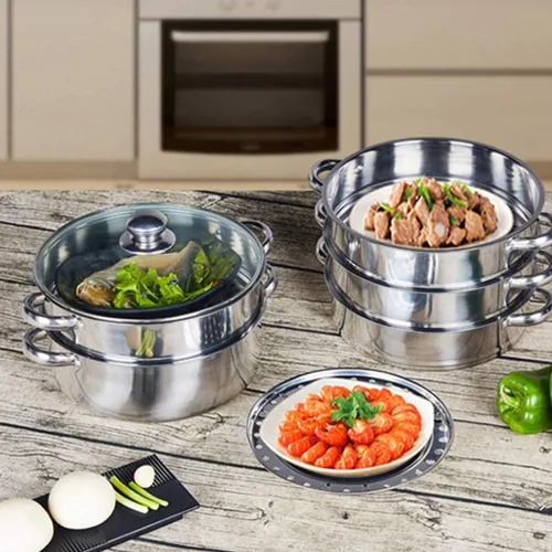 Vista 6 de YARNOW Olla de acero inoxidable para salsas, vaporera, utensilios de cocina, vaporizador de verduras, utensilios de cocina, ollas, cacerola, cesta