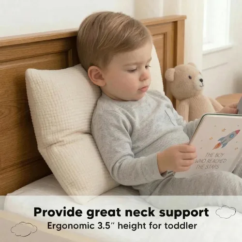 Vista 5 de Pro Goleem Almohada para niños pequeños con funda de almohada 100% de muselina de algodón, 13 x 18 pulgadas, ultrasuave, transpirable y lavable a