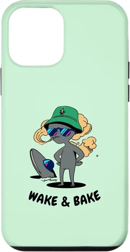 Vista 12 de Estuche de regalo divertido para iPhone 15 Alien Stoner Wake And Bake Weed Marihuana