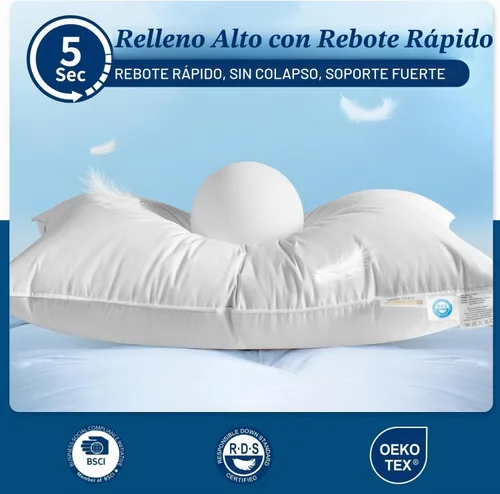 Vista 5 de Canadian Luxury Almohada de plumón de ganso tamaño estándar, poder de relleno 750, 100% algodón con funda de teflón - Almohadas de sueño de ultra