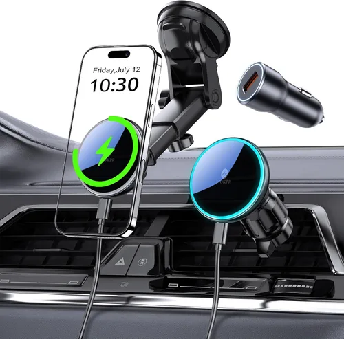 Vista 9 de Soporte magnético para teléfono Mag-Safe Car Mount Charger Dash parabrisas
