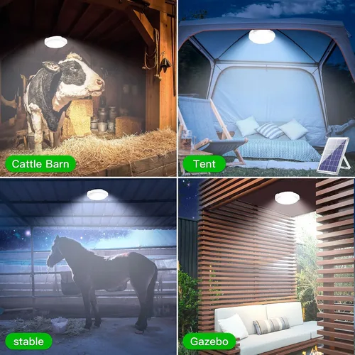 Vista 3 de MEIHONG Lámpara solar de techo para porche + focos solares de anochecer a amanecer, luces solares de paisaje, luces solares para jardín, porche