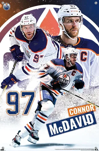 Vista 4 de Trends International NHL Edmonton Oilers - Póster de pared de Connor McDavid 22, 14.725 x 22.375 pulgadas, paquete de póster premium y alfiler