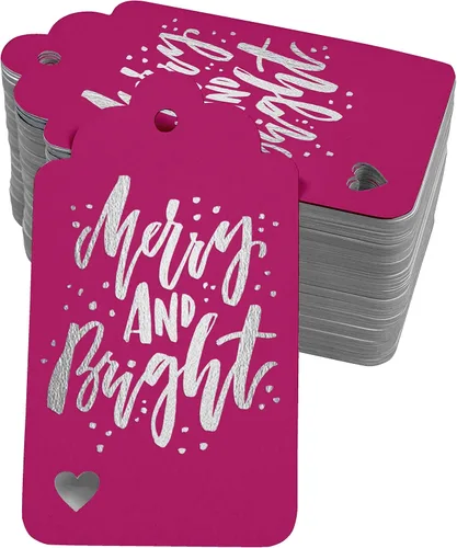 Vista 41 de Etiquetas colgantes con texto en inglés "Merry and Bright" (50 unidades)