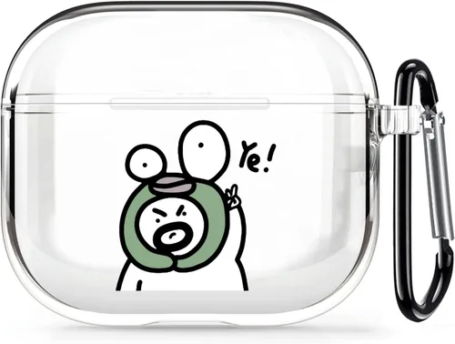 Vista 43 de Funda transparente para AirPods de 2ª generación de 1ª generación, diseño de gatito kawaii para mujeres, hombres y niños, funda de carga de TPU