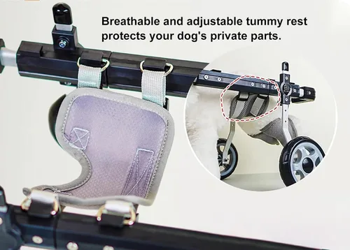 Vista 6 de Dog Wheelchair Front/Back Leg Support Mobility aids for Disabled Pet, 4 Wheels Dog Wheelchair with Reflective Strips, Adjustable Walk Assistant for