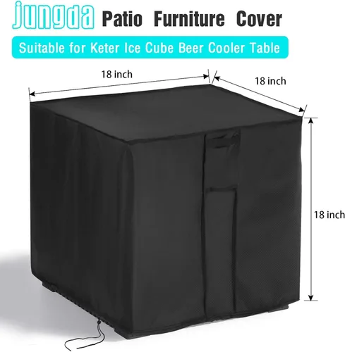 Vista 2 de Cubierta de Mesa al Aire Libre Cuadrada de 18 Pulgadas, Cubierta de Mesa de Patio para Mesa Refrigeradora de Hielo Cubo de Cerveza Keter, Cubierta