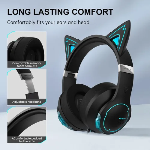 Vista 6 de Edifier G5BT CAT Auriculares inalámbricos con Bluetooth y cable para juegos con micrófono (negro)