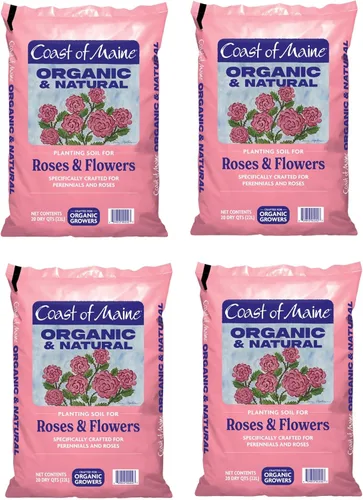 Vista 5 de Coast of Maine Suelo de plantación orgánico y natural para rosas y flores, suelo de jardín premium con estiércol compostado, turba de Sphagnum