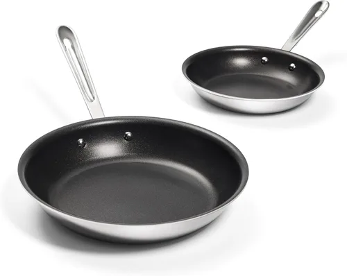 Vista 11 de All-Clad D3 - Sartén antiadherente profesional de acero inoxidable de 8 pulgadas, sartén de acero inoxidable de 3 capas, inducción, apta para horno