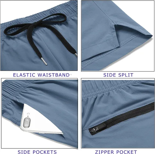 Vista 6 de COOFANDY Pantalones cortos deportivos para correr para hombre de 5 pulgadas, paquete de 2 pantalones cortos de entrenamiento para gimnasio