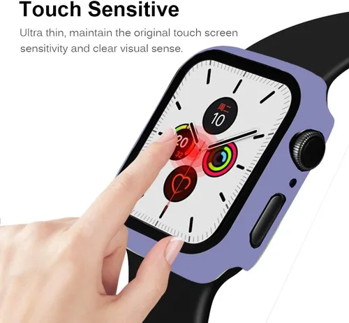 Vista 3 de Miimall Funda compatible con Apple Watch Series 9/8/7 de 1.772 pulgadas con protector de pantalla, cubierta dura mate antiarañazos a prueba