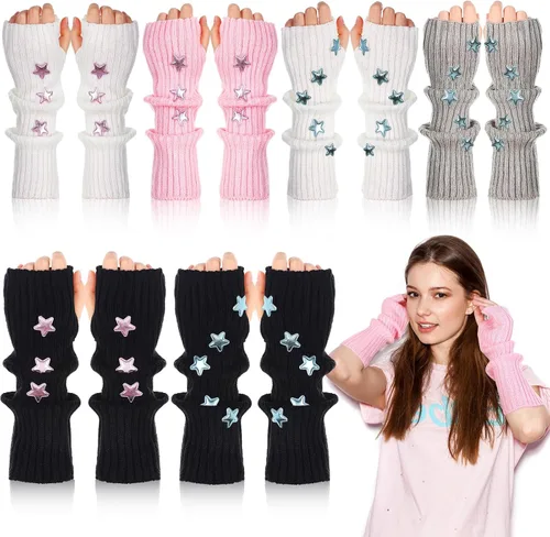 Vista 13 de Berlune 6 pares de mangas de brazo kawaii para mujer y niñas, calentadores de brazos de estilo japonés Y2K para disfraz escolar, 6