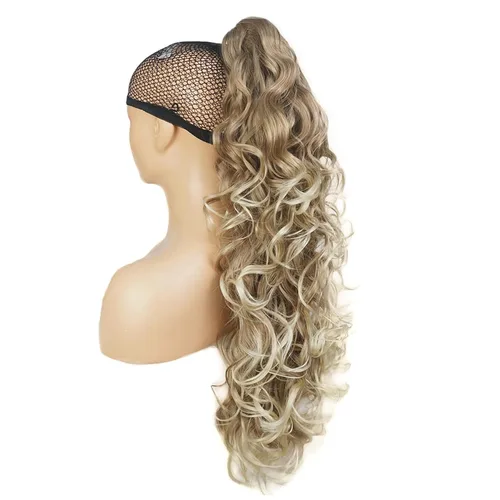 Vista 13 de Lydell 30" largo rizado peinado clip en garra cola de caballo extensión pelo sintético postizo 9.88 oz con un clip de mandíbula/garra (negro)