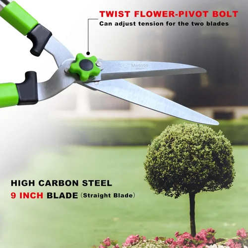 Vista 4 de Tijeras extensibles para setos, recortadora de jardín profesional con hoja recta, mango ajustable para bordes, arbustos y podas, cortadores
