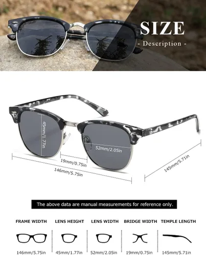 Vista 93 de AEVOGUE Gafas de sol polarizadas para mujeres y hombres semi marco retro gafas de sol AE0369