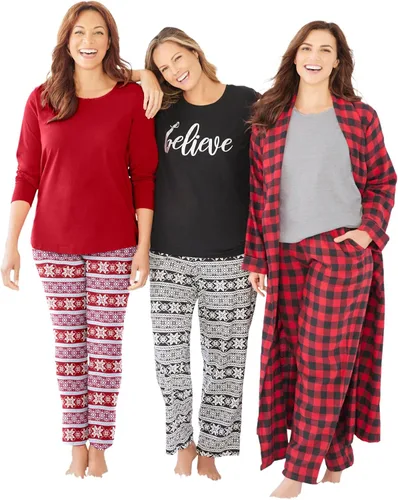 Vista 6 de Dreams & Co. Bata larga de franela para mujer de talla grande