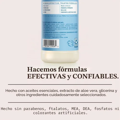 Vista 5 de Mrs. Meyer's Clean Day - Detergente líquido para platos, aroma a agua de lluvia, fórmula biodegradable, paquete de 3 unidades, 16 fl oz Cuts