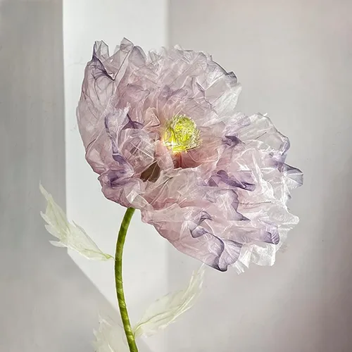 Vista 10 de Decoración de Flores Gigantes con Luz, 6.56 Pies Organza Floral Eléctrica Grande de Apertura Automática con Luz Parpadeante para Boda Cumpleaños