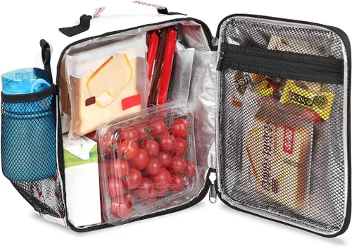 Vista 4 de Bolsa de almuerzo aislada de béisbol para niños, adolescentes, niños y niñas, bolsa de preparación de comidas