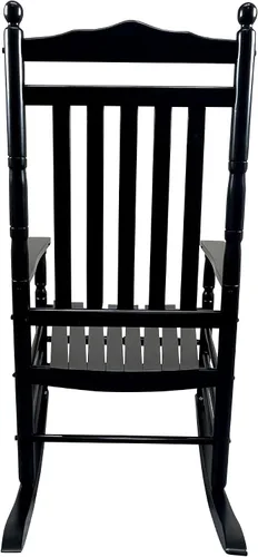 Vista 5 de Mecedora de porche para patio con respaldo alto para uso en interiores y exteriores, mecedora de madera con reposabrazos para adultos, sillas