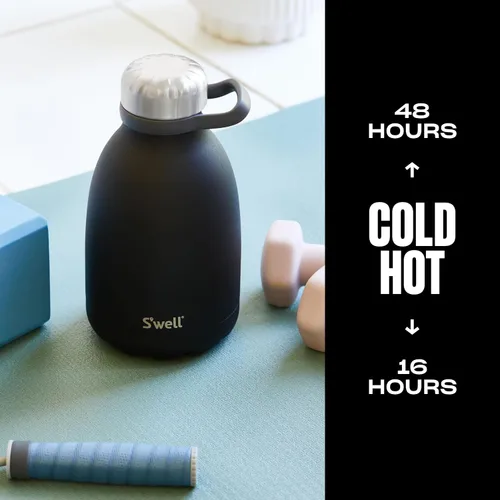Vista 2 de S'well Botella Roamer de Acero Inoxidable, 40oz, Ónix, Contenedores con Aislamiento al Vacío de Triple Capa Mantienen las Bebidas Frías por 48 Horas