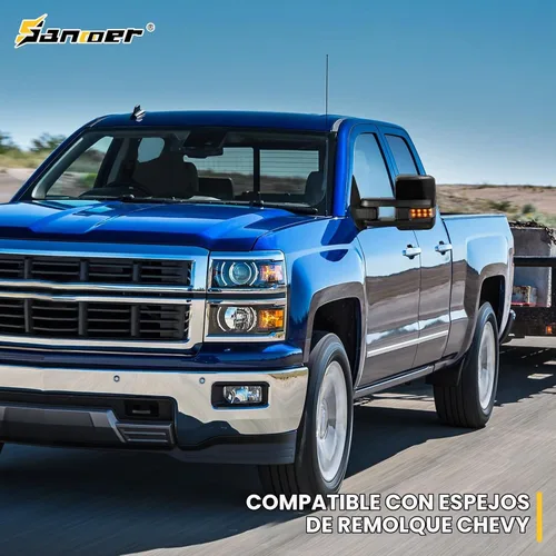 Vista 7 de Espejos de remolque negros para Chevy Silverado GMC Sierra 2014-2018 Turn Signal Backup Lamp Running Light Temp Sensor Heated Power Glass Manual