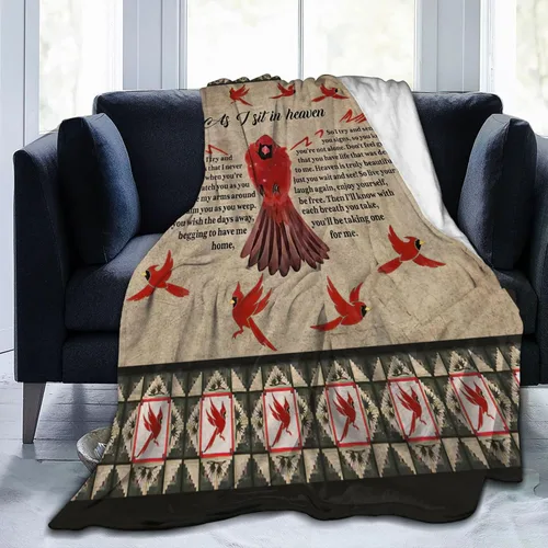 Vista 3 de Manta de Cardenal Rojo Heaven Cardinal Decor Manta de Tiro Regalos para Niñas Niños As I Sit in Heaven Ropa de Cama de Sofá Súper Cálida Suave Felpa