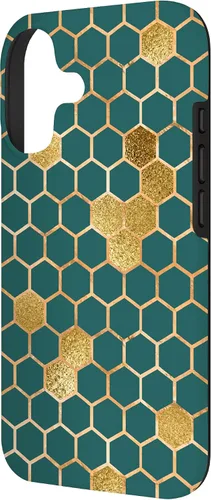Vista 2 de Bees Honeycomb Pattern Print Honey Hexagon Bees Hive - Green Case for iPhone 17