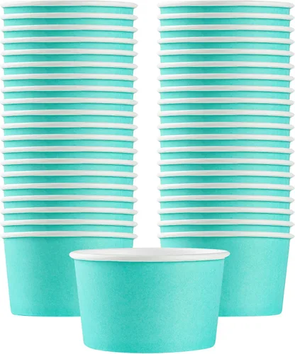 Vista 53 de Restaurantware Coppetta - Vasos de postre de 3 onzas, 50 tazas desechables para helado, tapas se venden por separado, cuencos de papel a cuadros
