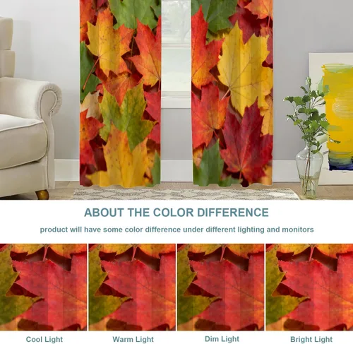 Vista 552 de Shrahala Orange Autumn Autumn Blackout Curtain Tiers, Fall Kitchen Valance Light Blocking Tier Drapes with Rod Pocket, 2 Pack 26 X 24 in