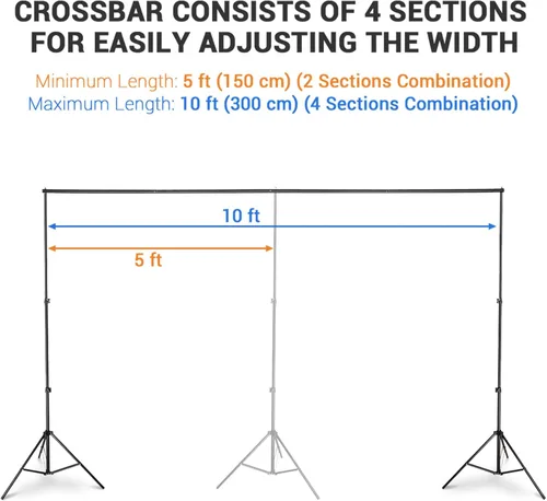 Vista 6 de AW Backdrop Stand 10 x 7ft/3m x 2.1m Adjustable Parties Background Support