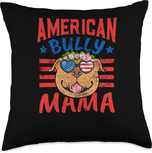 Vista 4 de American Bully Mama Linda almohada patriótica con la bandera de perro mamá del 4 de julio, 16 x 16 pulgadas, multicolor