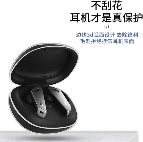 Vista 4 de DAYJOY - Juego de 2 fundas protectoras transparentes de TPU suave compatibles con auriculares inalámbricos Edifier NB2/NB2 Pro, funda protectora