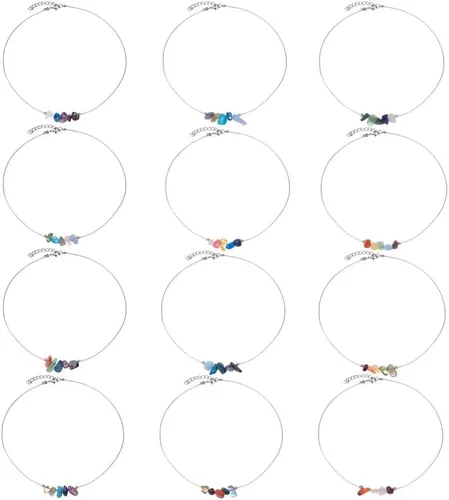 Vista 3 de Collar de cristal curativo del zodiaco para mujer, piedra natural, chakra, signo del zodiaco, gargantilla, 12 constelaciones, cristal crudo