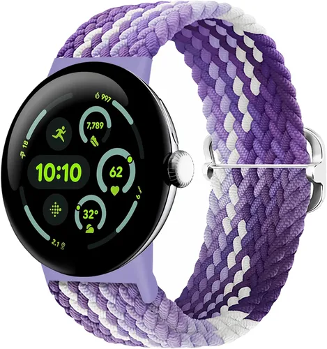 Vista 11 de Correas trenzadas Solo Loop compatibles con Google Pixel Watch 4, 3, 2, 1 de 1.61 pulgadas/1.77 pulgadas, correas elásticas ajustables de nailon