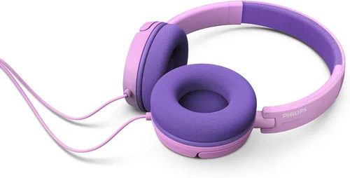 Vista 2 de PHILIPS K2019 - Audífonos ligeros con cable para niños, micrófono integrado, volumen seguro limitado, plegable y duradero, color rosa