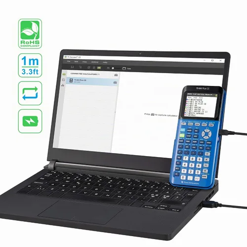 Vista 4 de Funturbo TI-84 Plus CE Cable de carga y datos, Texas Instruments Cable de carga USB para TI-84 Plus C Silver Edition, TI-Nspire CX II Mini USB Cable