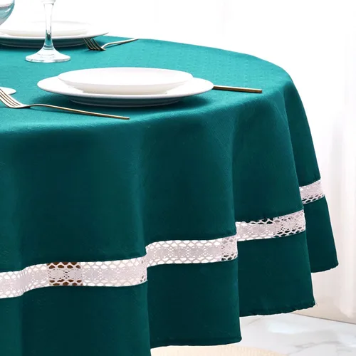 Vista 10 de EHouseHome Mantel de tela resistente con encaje blanco, impermeable, sin arrugas, resistente a las manchas, a prueba de aceite, para comedor
