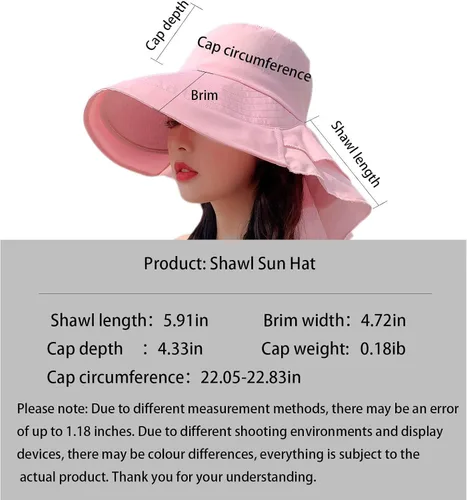 Vista 6 de Sombrero de sol para mujer, protección solar, ala ancha, plegable, sombrero de pescador, protección UV, con deflector de cuello Beige