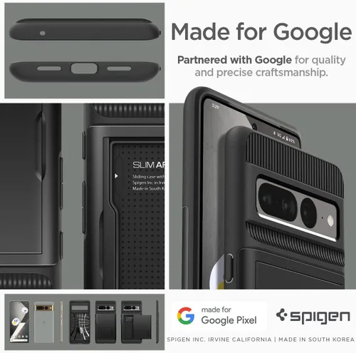 Vista 7 de Spigen Slim Armor CS - Funda diseñada para Pixel 7 Pro (2022), color negro