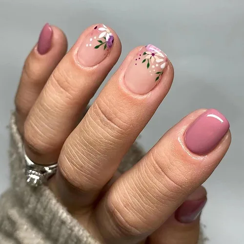 Vista 19 de Uñas postizas a presión de otoño, uñas postizas cortas cuadradas de MABKJLF de cobertura completa con diseños de diente de león, uñas adhesivas