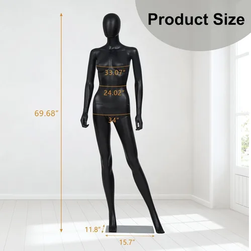 Vista 6 de kinbor Maniquí femenino de cuerpo completo – Cuerpo de maniquíes realistas de 70 pulgadas con brazos ajustables, piernas y cabeza giratoria