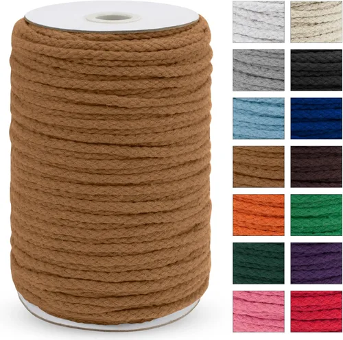 Vista 25 de JeogYong Cuerda trenzada de macramé de 0.197 in x 295 pies, cuerda de algodón trenzada natural de 8 hebras, cuerda de macramé de colores para colgar
