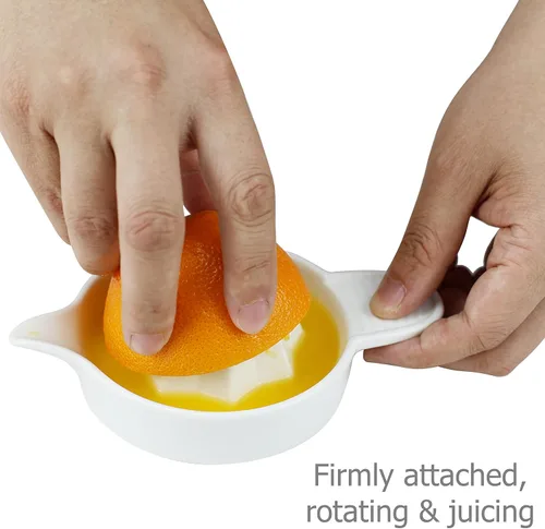 Vista 2 de EIKS Exprimidor manual de cerámica para exprimir cítricos, limón, naranja, pomelos, frutas, paquete con cuchara y cepillo de limpieza