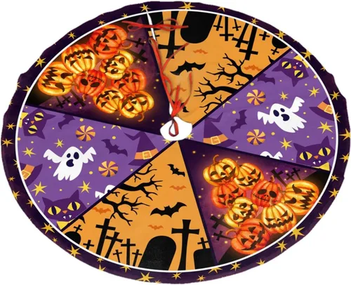 Vista 14 de Adornos para árbol de Navidad de Halloween, falda de árbol de 30 pulgadas para decoración