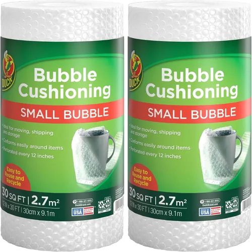Vista 7 de Duck Brand Bubble Wrap - Embalaje protector original, 12 pulgadas de ancho x 30 pies de largo, rollo individual (393251), transparente