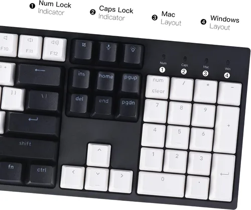 Vista 6 de Keychron C2 - Teclado mecánico de juegos con cable de 104 teclas para Mac con interruptor Gateron G Pro marrónretroiluminación LED blanca teclas ABS