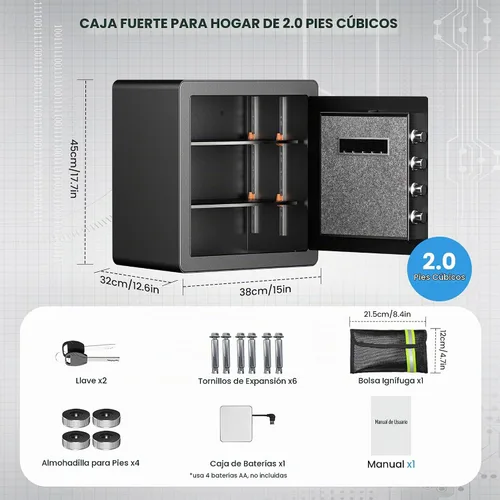 Vista 3 de Locksworth Caja de seguridad electrónica antirrobo de 2.0 pies cúbicos, con bolsa impermeable ignífuga para objetos de valor de dinero, caja