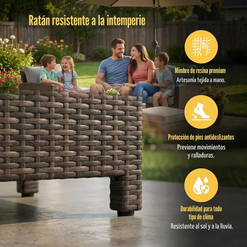 Vista 4 de Wisteria Lane Juego de muebles de patio de 7 piezas, juego de comedor de mimbre con respaldo alto y curvo, para todo tipo de clima, muebles de Gris